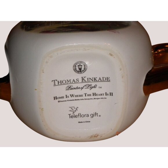 Thomas Kinkade Home Is Where The Heart Is Ceramic Teapot w/ Gold Color Accents - Picture 5 of 5